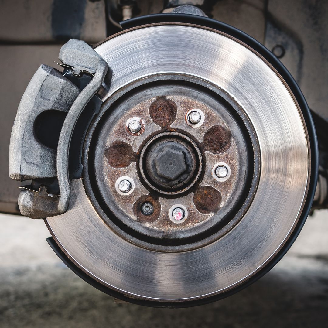 a wheel brake with brake pad close up