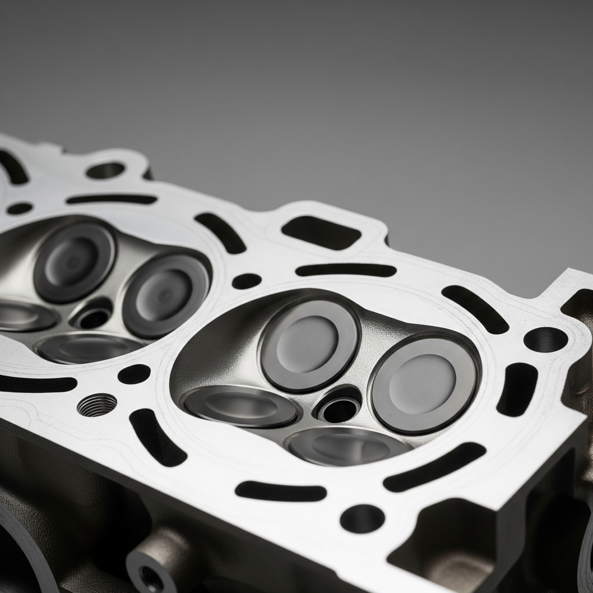 Engine cylinder head with newly installed valve seats.